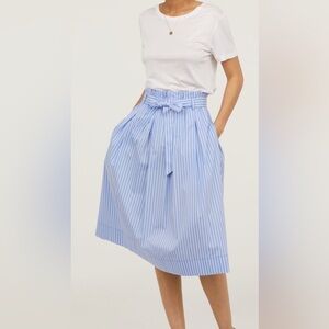 H&M Light Blue Striped A-Line Skirt